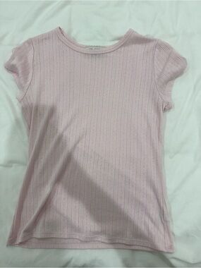 Women’s Short Sleeve Pointelle Tee - Light Pink